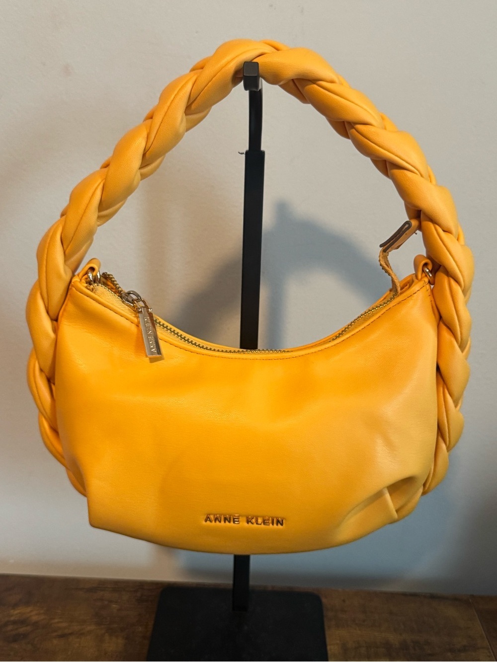 Anne Klein Bright Yellow Braided-Handle Shoulder Bag
